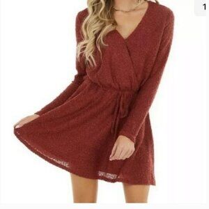 Nitt by Flying Tomato Textured Knit Long Sleeve Dress